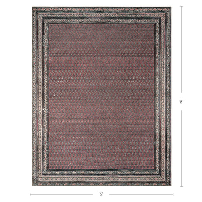 KNOTTING MATTERS Rusty Rhythm 5’ x 8’ Area Rug – Deep Rust & Charcoal Heritage Flatweave, Low-Pile – Easy Clean Area Rug – Perfect for Living Room, Dining Room, Bedroom – Pet & Kid Friendly