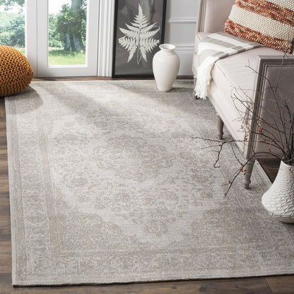SAFAVIEH Classic Vintage Collection Area Rug - 8' x 10', Beige, Oriental Medallion Cotton Design, Easy Care, Ideal for High Traffic Areas in Living Room, Bedroom (CLV121A)