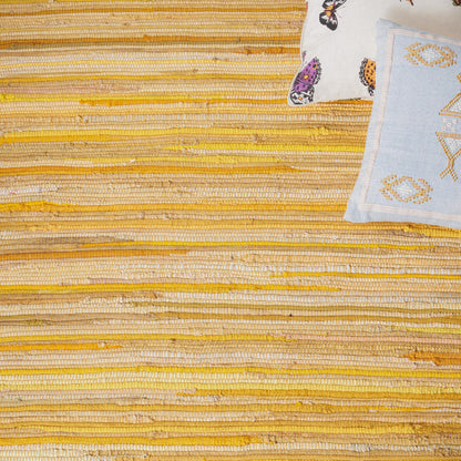 SAFAVIEH Area Rug 8x10 - Rag Rug Collection - Large - Yellow & Multi, Handmade Cotton, Boho Stripe Pattern, Ideal for Living Room, Bedroom, Office, Dining Space (RAR130H)