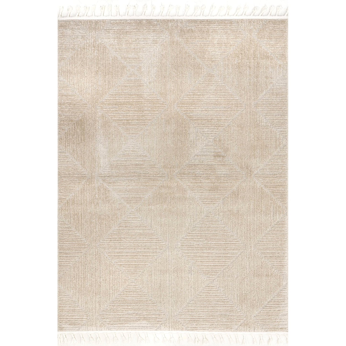 Nuloom Kerry Beige, 6'7" x 9', Geometric, Soft and Cozy, High Traffic, Stain Resistant, Easy Clean, Durable Area Rug for Bedroom, Living Room, Dining Space, Den, Foyer, Entryway