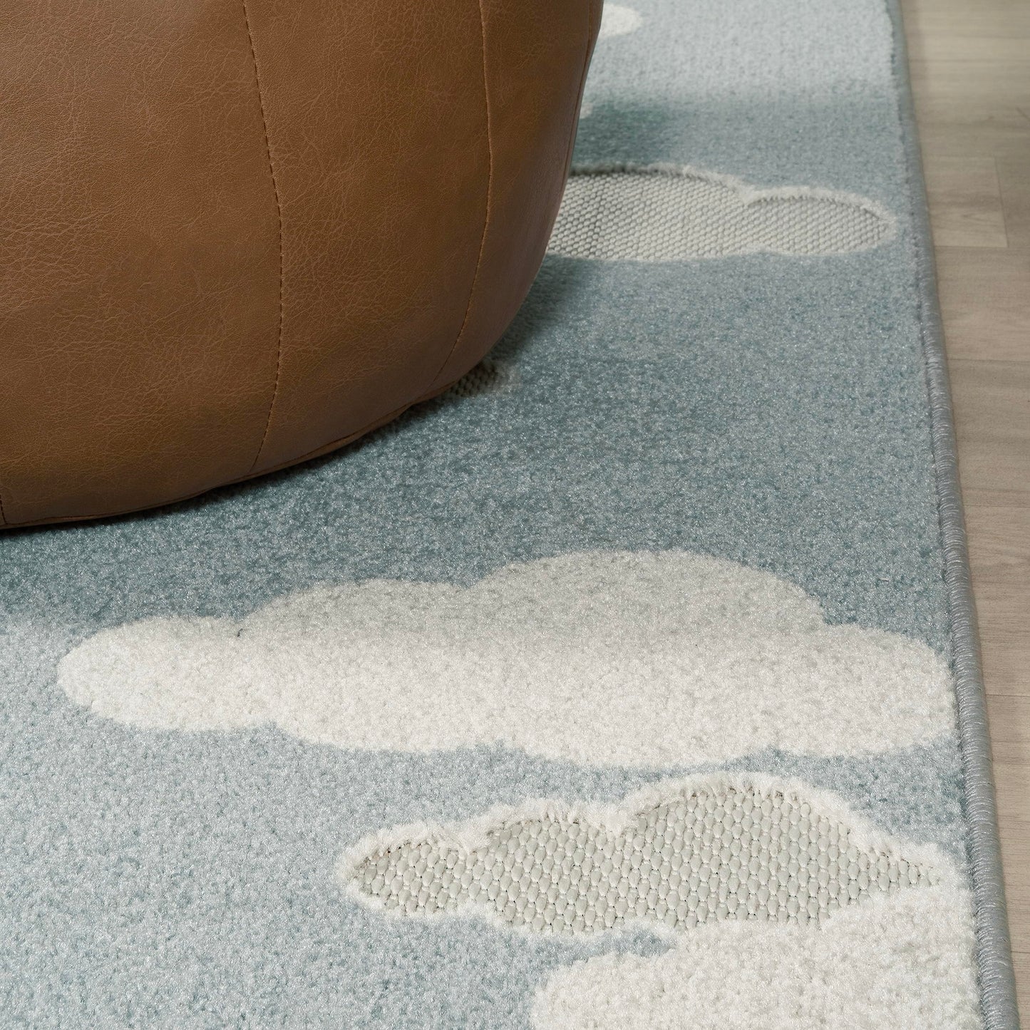Eyely High-Low Cloud Scandi Area Rug 4 X 6 Blue/Ivory, Indoor Outdoor Rug