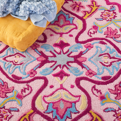 SAFAVIEH Bellagio Collection 5' x 8' Pink/Multi BLG605A Handmade Medallion Premium Wool Area Rug