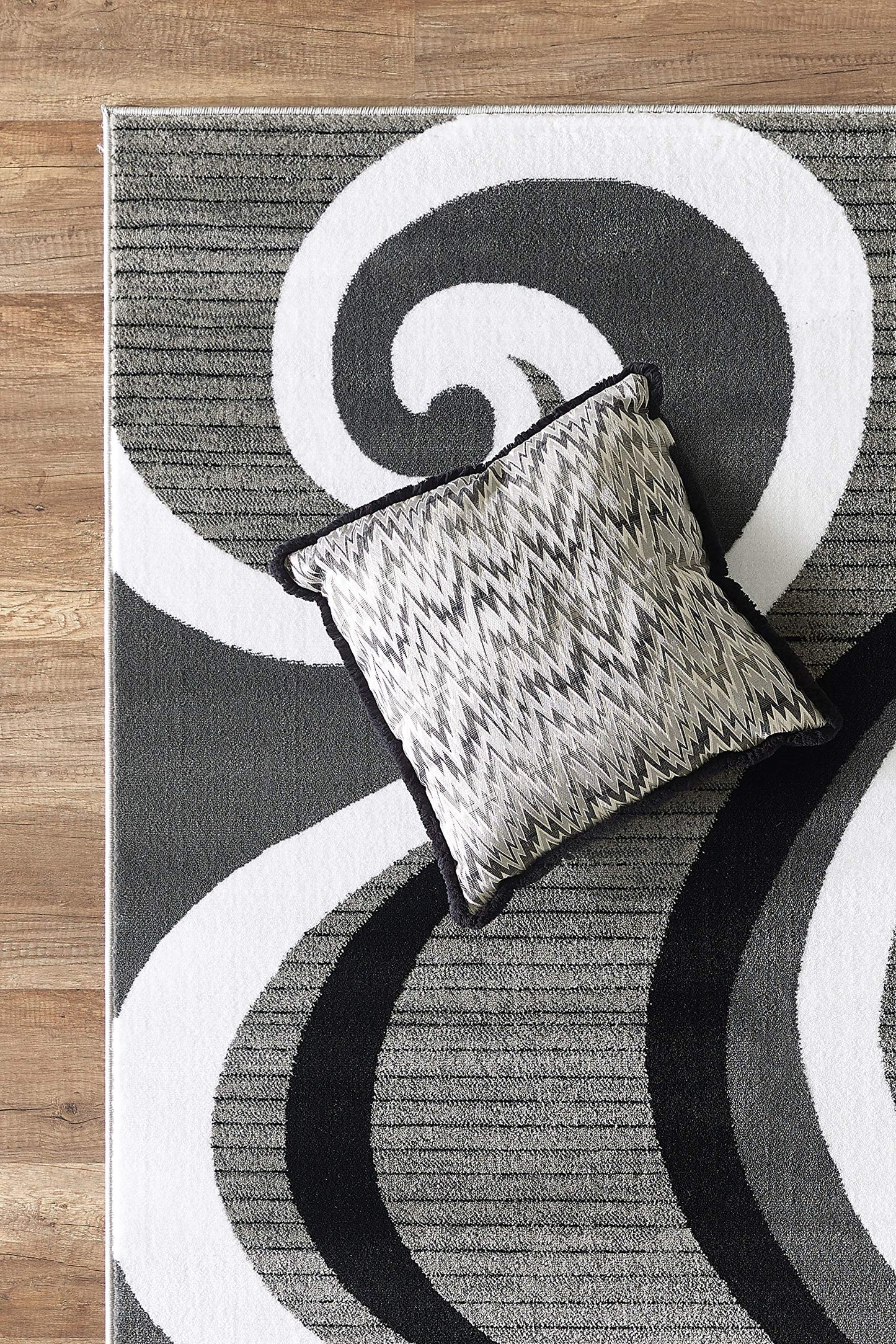 GLORY RUGS Modern Area Rug 5x7 Black Gray Modern Carpet Bedroom Living Room Contemporary Dining Accent Sevilla Collection 4817A (Grey Black)