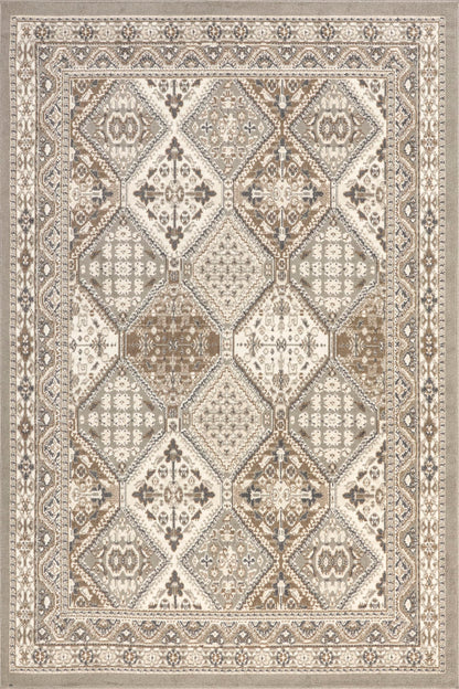 nuLOOM 8x10 Becca Traditional Tiled Area Rug, Taupe, Faded Transitional Design, Stain Resistant, For Bedroom, Dining Room, Living Room, Hallway, Office, Kitchen, Entryway