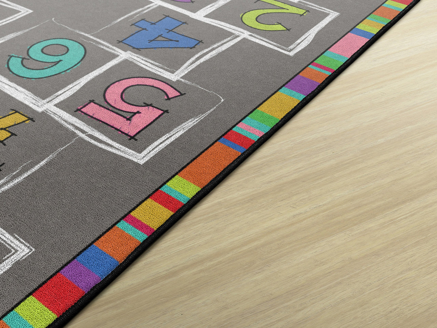 Flagship Carpets Hopscotch Rainbow Numbers Activity Area Rug for Children's Classroom or Home Learning Mat, Kids Room or Playroom Carpet, 5' x 8', Multicolor