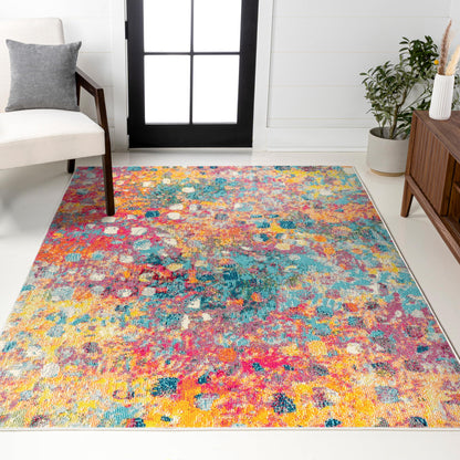 JONATHAN Y Modern Abstract Multi/Yellow Indoor Area Rug, 3x5, Contemporary POP, Transitional, Easy-Cleaning for Living Room, Bedroom, Kitchen, Pet Friendly, Non-Shedding (CTP108A-3)
