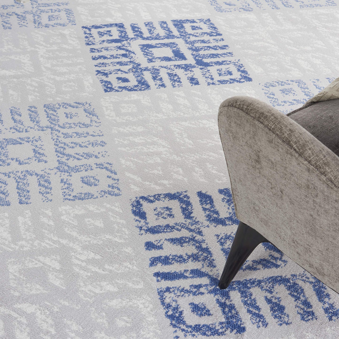 Nourison Home Whimsicle Tribal Grey Blue 7' x 10' Area Rug, Easy Cleaning, Non Shedding, Bed Room, Living Room, Dining Room, Kitchen (7x10)