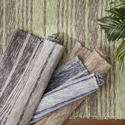 DII Woven Rag Rug Collection Recycled Yarn Variegated Rustic Stripe, 2x3', Stone