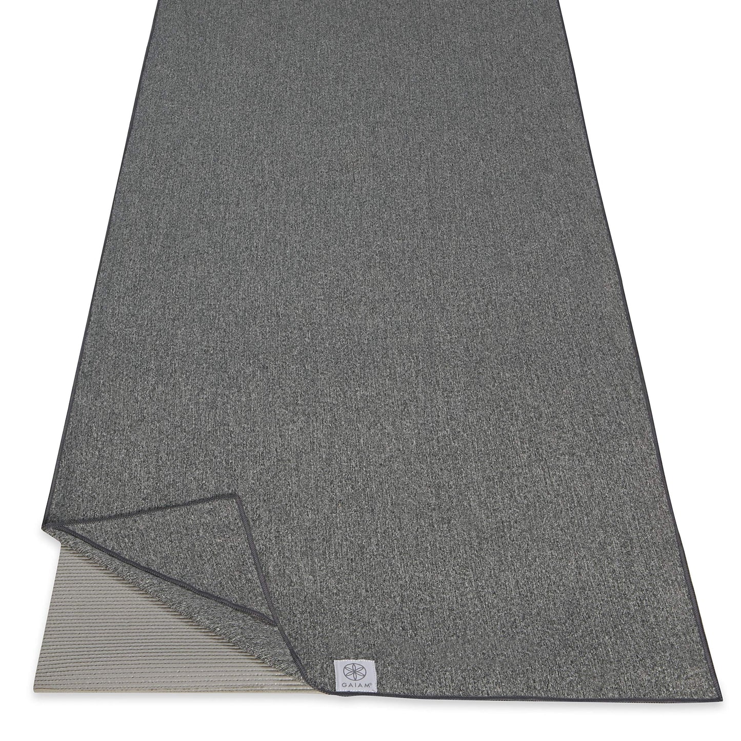 Gaiam Yoga Towel - Mat Sized Active Dry Non Slip Moisture Wicking Sweat Absorbent Microfiber Hot Yoga Towel for Women & Men | Stay-Put Corner Pockets (70" Long x 26" Wide)