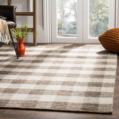 SAFAVIEH Kilim Collection Area Rug - 6' x 9', Light Grey & Brown, Flat Weave Wool Design, Ideal for The Living Room, Dining Room, Bedroom (KLM351A-6)