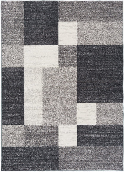 Rugshop Gray Modern Geometric Boxes Non-Slip Area Rug Non-Shedding for Dining Room, Bedroom and Living Room, 4' x 6'
