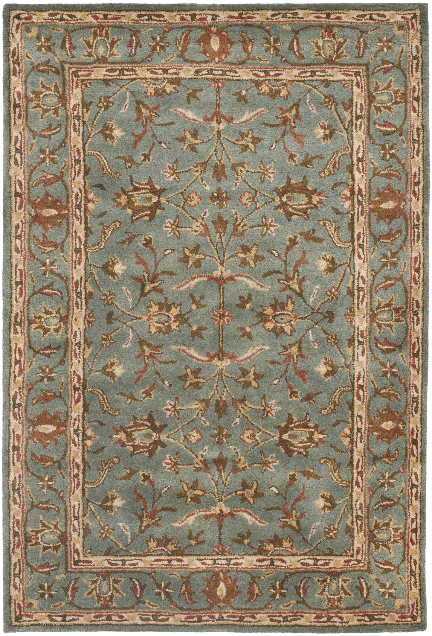 SAFAVIEH Heritage Collection Accent Rug - 4' x 6', Blue & Blue, Handmade Traditional Oriental Wool, Ideal for High Traffic Areas in Entryway, Living Room, Bedroom (HG969A)