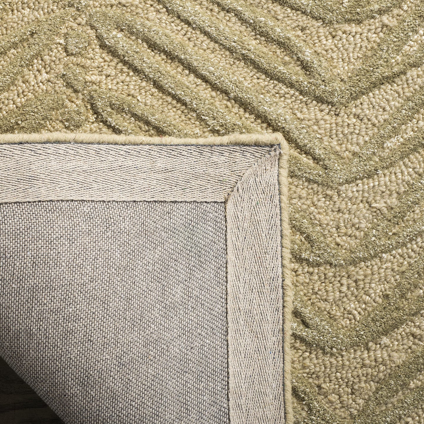 Martha Stewart x SAFAVIEH Area Rug Collection - 9' x 12', Oolong Tea Green, Handmade Wool & Viscose, Ideal for Living Room, Bedroom, Office, Dining Space (MSR3612B)