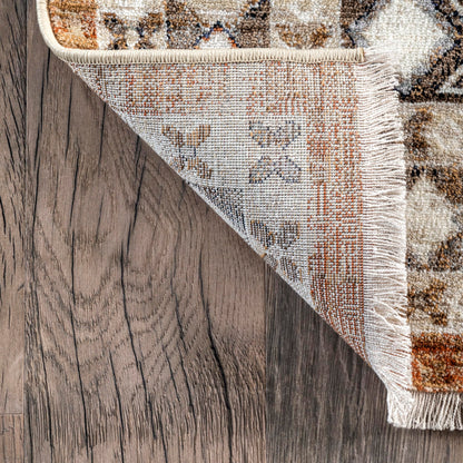 nuLOOM Fringed Performance Vanesa Rust/Ivory, 8' x 10'2", Oriental, Soft and Cozy, High Traffic, Stain Resistant, Easy Clean, Durable Area Rug for Bedroom, Living Room, Dining, Den, Entryway