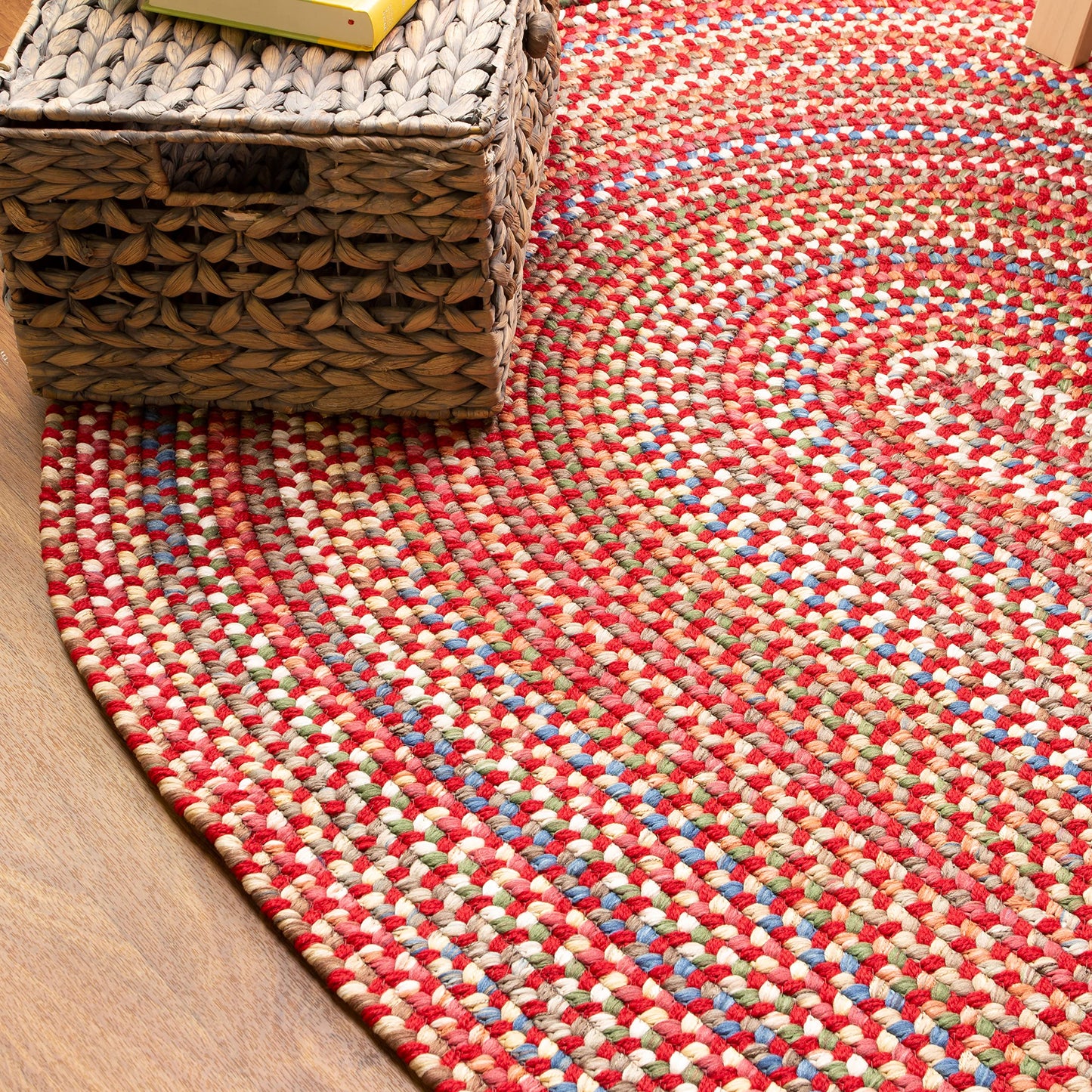 Super Area Rugs Roxbury American Made Braided Rug for Indoor Outdoor Spaces, Red/Natural Multi, 2' X 3' Oval