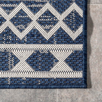 Nuloom Outdoor Performance Cari Blue/Ivory, 8' x 10', Diamond, Soft and Cozy, High Traffic, Stain Resistant, Easy Clean, Durable Area Rug for Indoor/Outdoor Patio, Deck, Porch, Garden, Courtyard