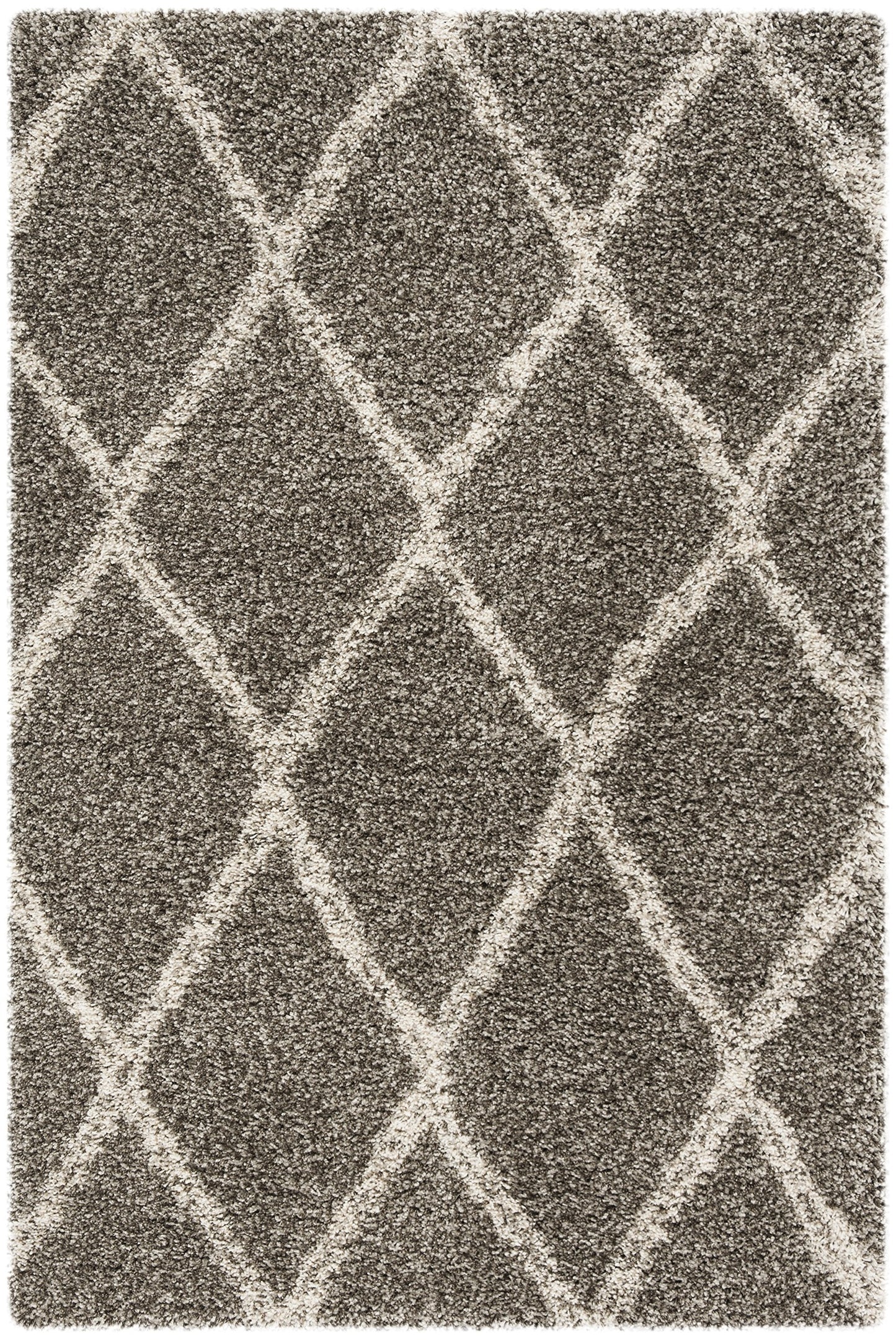 SAFAVIEH Hudson Shag Collection Accent Rug - 3' x 5', Grey & Ivory, Trellis Design, Non-Shedding & Easy Care, 2-inch Thick Ideal for High Traffic Areas in Entryway, Living Room, Bedroom (SGH329B)