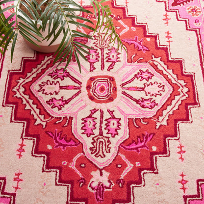 SAFAVIEH Area Rug 8x10 - Bellagio Collection - Large - Red Pink & Ivory, Handmade Wool, Medallion Design, Ideal for Living Room, Bedroom, Office, Dining Space (BLG545A)