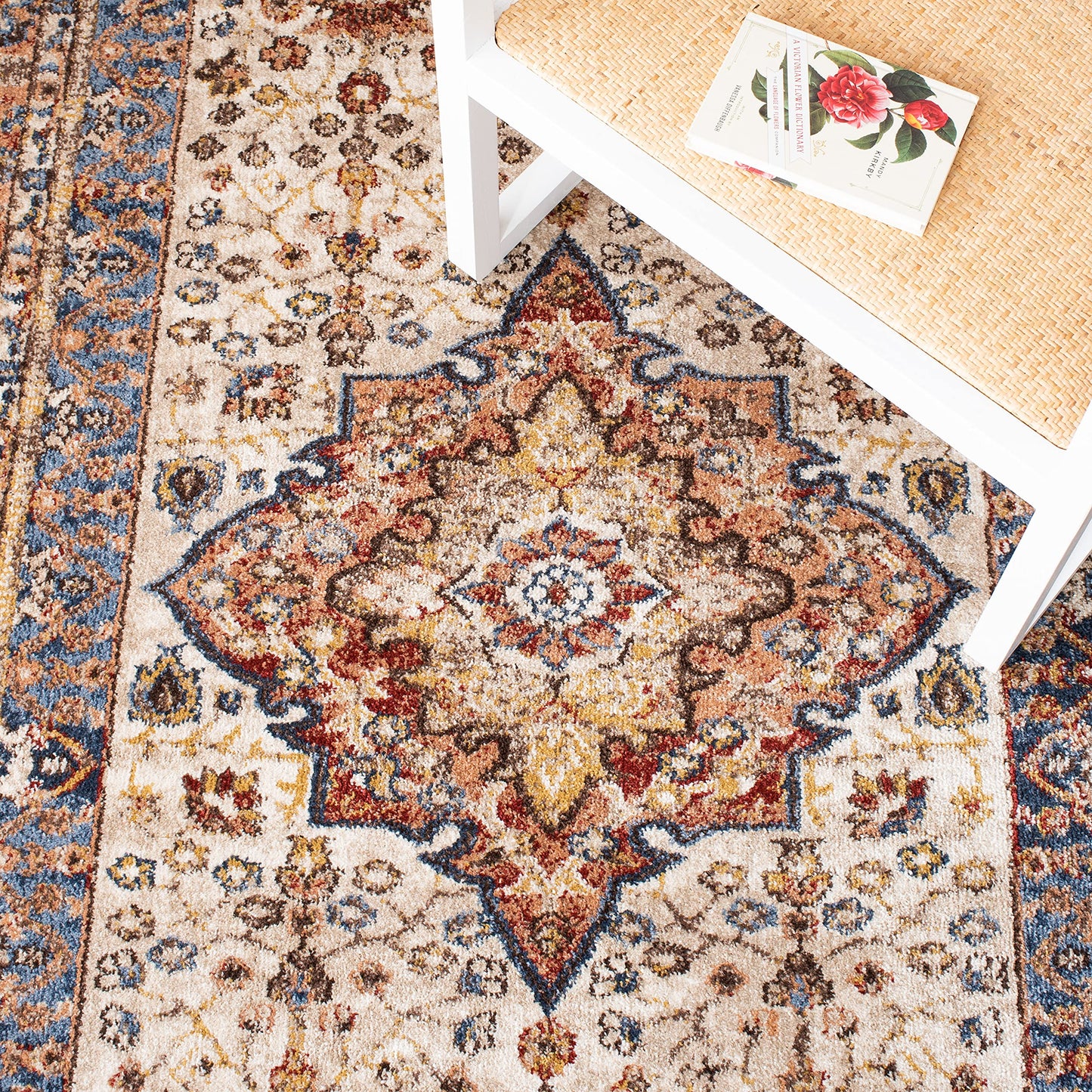 SAFAVIEH Bijar Collection 3' x 5' Ivory / Rust BIJ652A Traditional Oriental Distressed Non-Shedding Living Room Bedroom Accent Rug