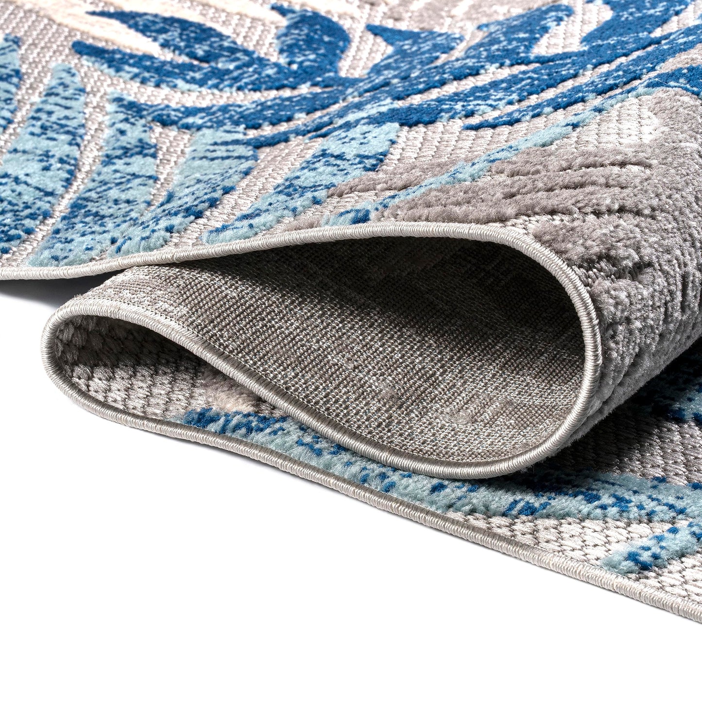JONATHAN Y Tropics Palm Leaves Indoor Outdoor Area Rug 3X5 Gray/Blue, Boho for Backyard, Patio, Porch, Easy-Cleaning, High Traffic, Pet-Friendly, Non-Shedding (AMC100A-3)
