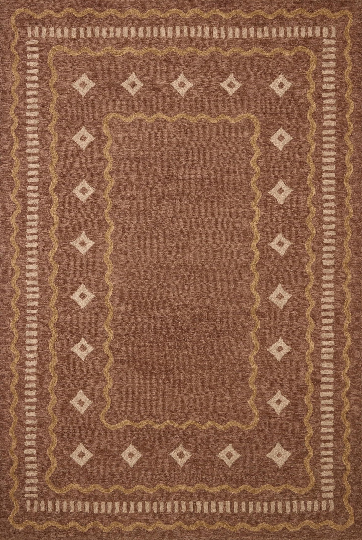 Loloi Chris Loves Julia Alfie Collection ALF-03 Clay/Spice 3'-6" x 5'-6" Accent Rug Wool Neutral Living Bedroom Dining Carpet