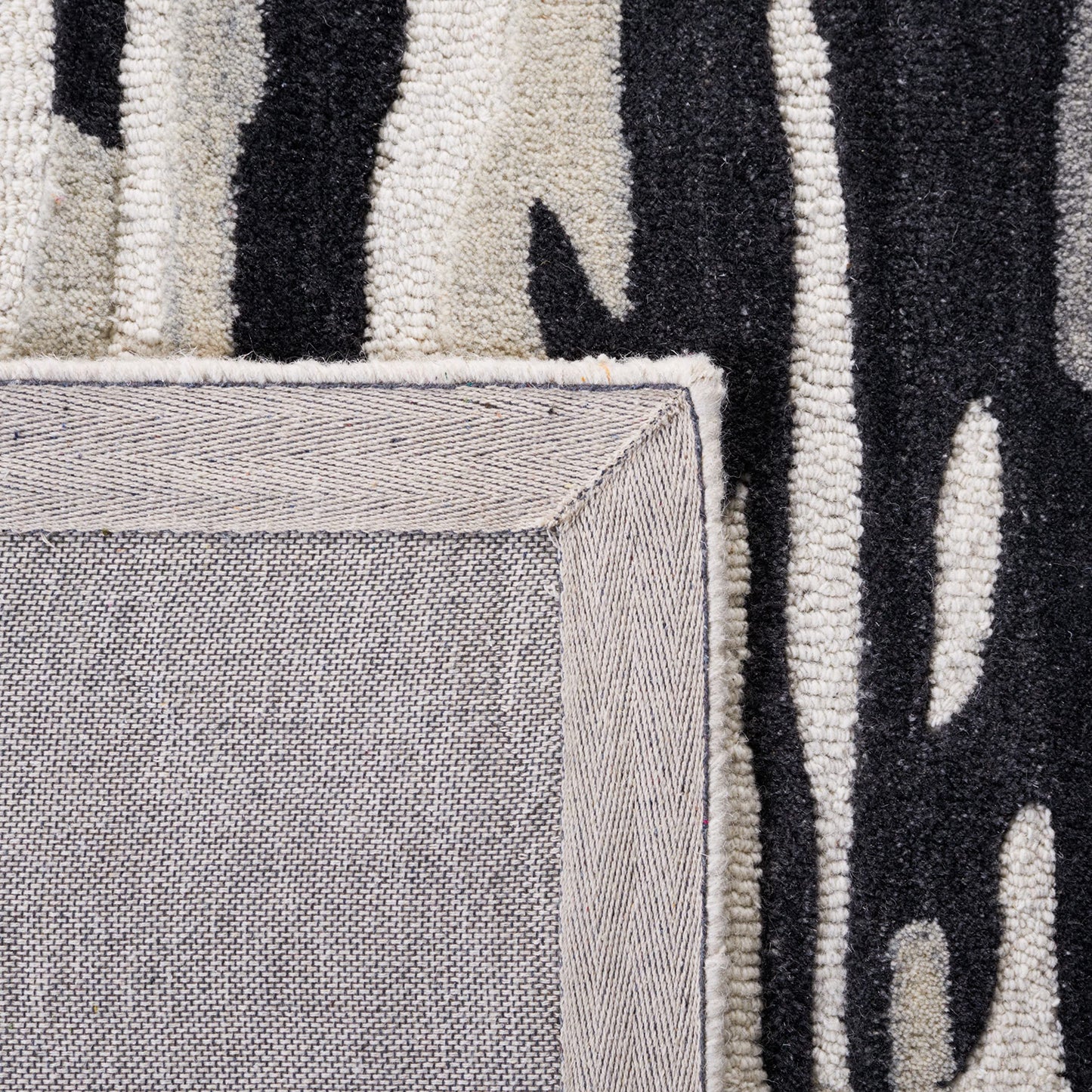 SAFAVIEH Rodeo Drive Collection Area Rug - 9' x 12', Ivory & Black, Handmade Mid-Century Modern Abstract Wool, Ideal for High Traffic Areas in Living Room, Bedroom (RD858Z)