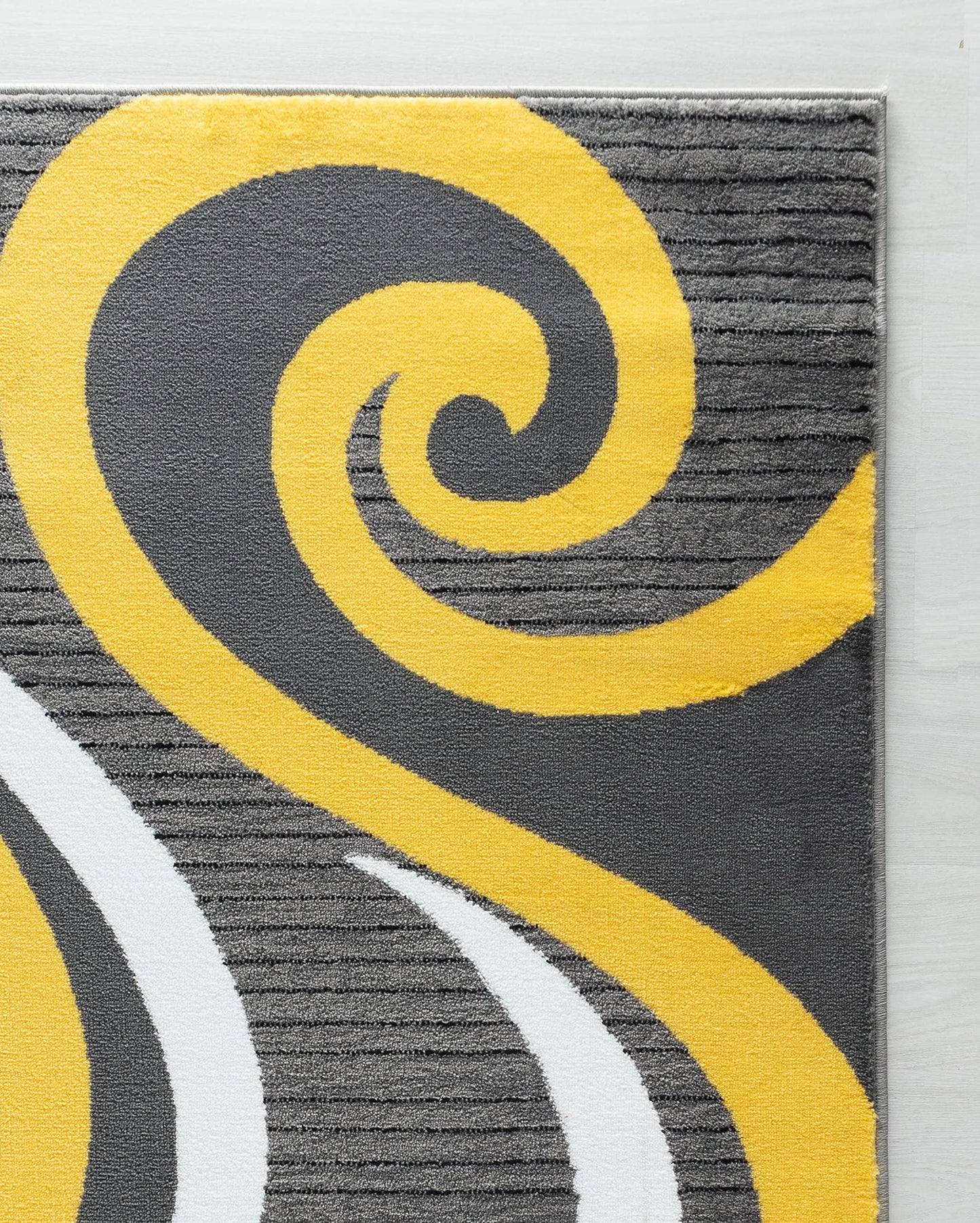 GLORY RUGS Modern Area Rug Swirls Carpet Bedroom Living Room Contemporary Dining Accent Sevilla Collection 4817A (Yellow, 5x7)