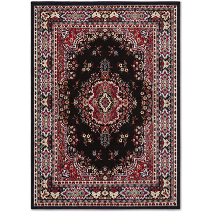 Home Dynamix Premium Sakarya Traditional Medallion Border Area Rug, Black, 21"x35" Rectangle