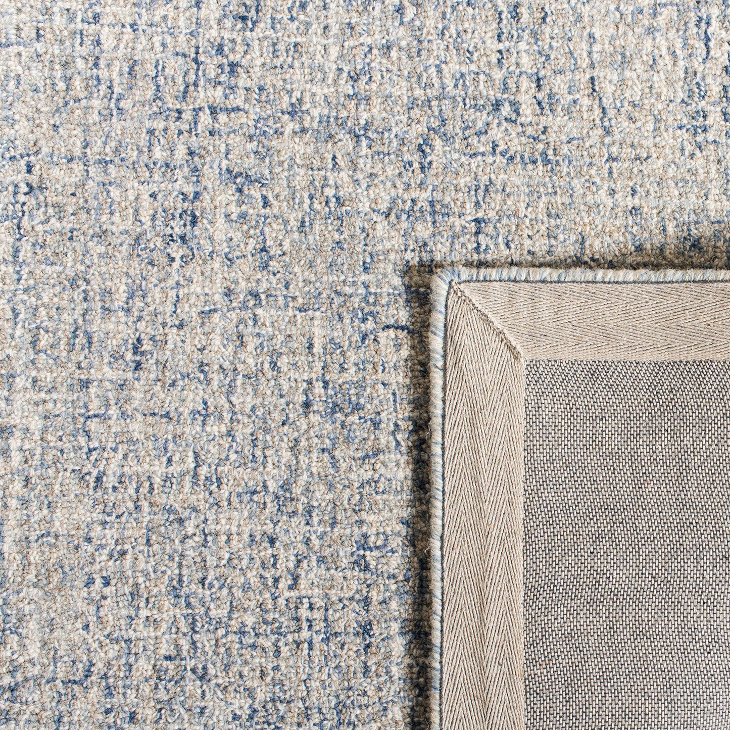 SAFAVIEH Abstract Collection Accent Rug - 4' x 6', Ivory & Blue, Handmade Wool, Ideal for High Traffic Areas in Entryway, Living Room, Bedroom (ABT471M)