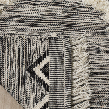 SAFAVIEH Kenya Collection Runner Rug - 2'3" x 8', Black & Ivory, Hand-Knotted Moroccan Tribal Tassel Wool, Ideal for High Traffic Areas in Living Room, Bedroom (KNY906H)