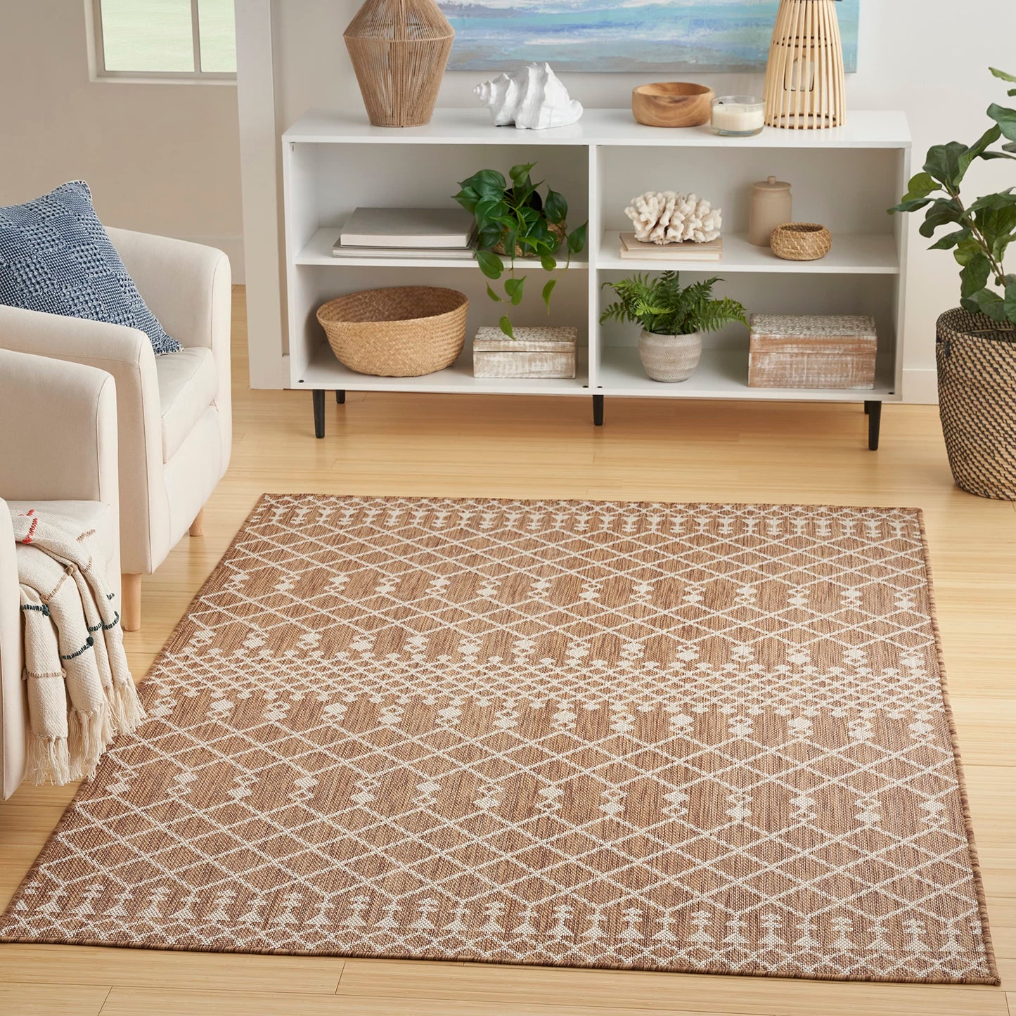 Nourison Home Positano Jute 5' x 7' Area Rug - Easy Clean, Non Shedding, Bed Room, Living Room, Dining Room, Kitchen (5' x 7')