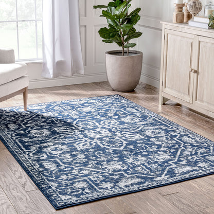 Well Woven Della Dark Blue Vintage Medallion Pattern Area Rug (7'3" x 9'3")