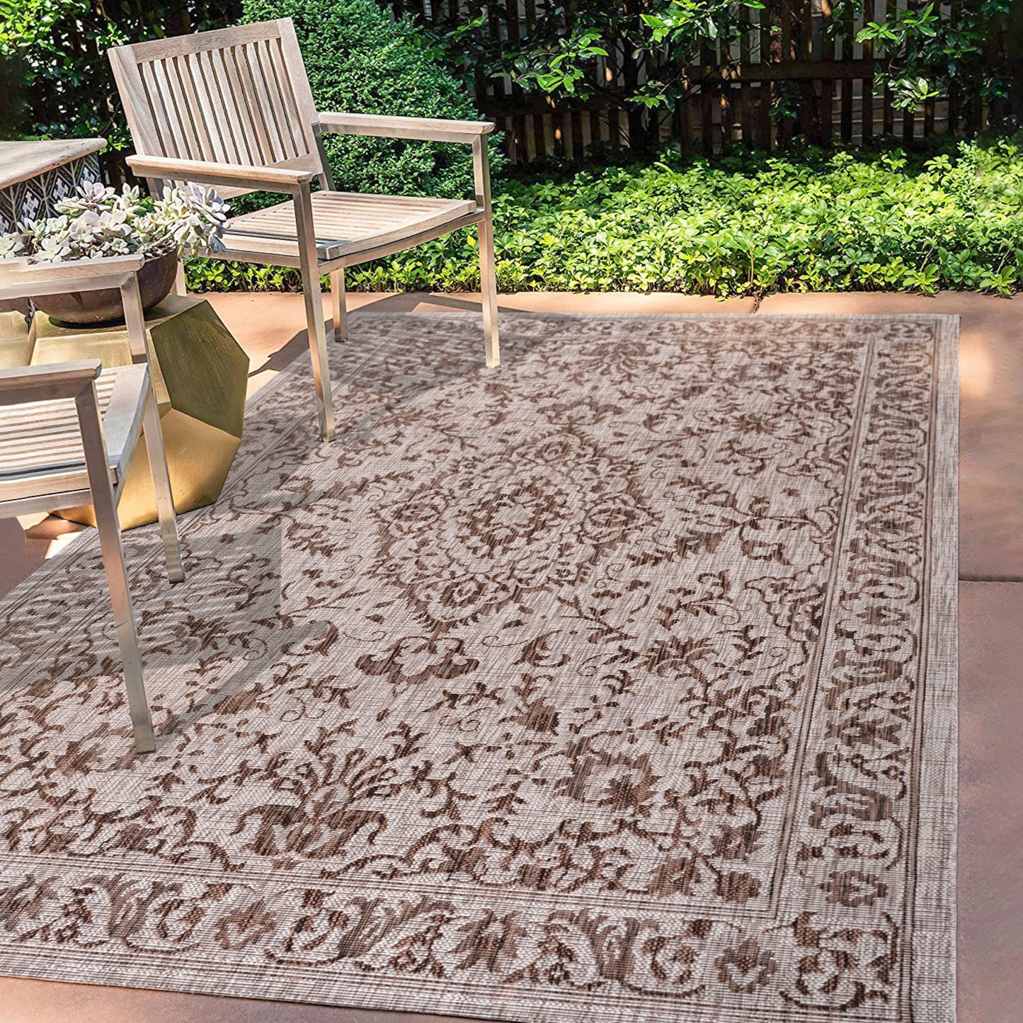 JONATHAN Y Ornate Medallion Indoor Outdoor Area Rug 3X5 Brown/Beige, Jerash for Backyard, Patio, Porch, Easy-Cleaning, High Traffic, Pet-Friendly, Non-Shedding (SMB115A-3)