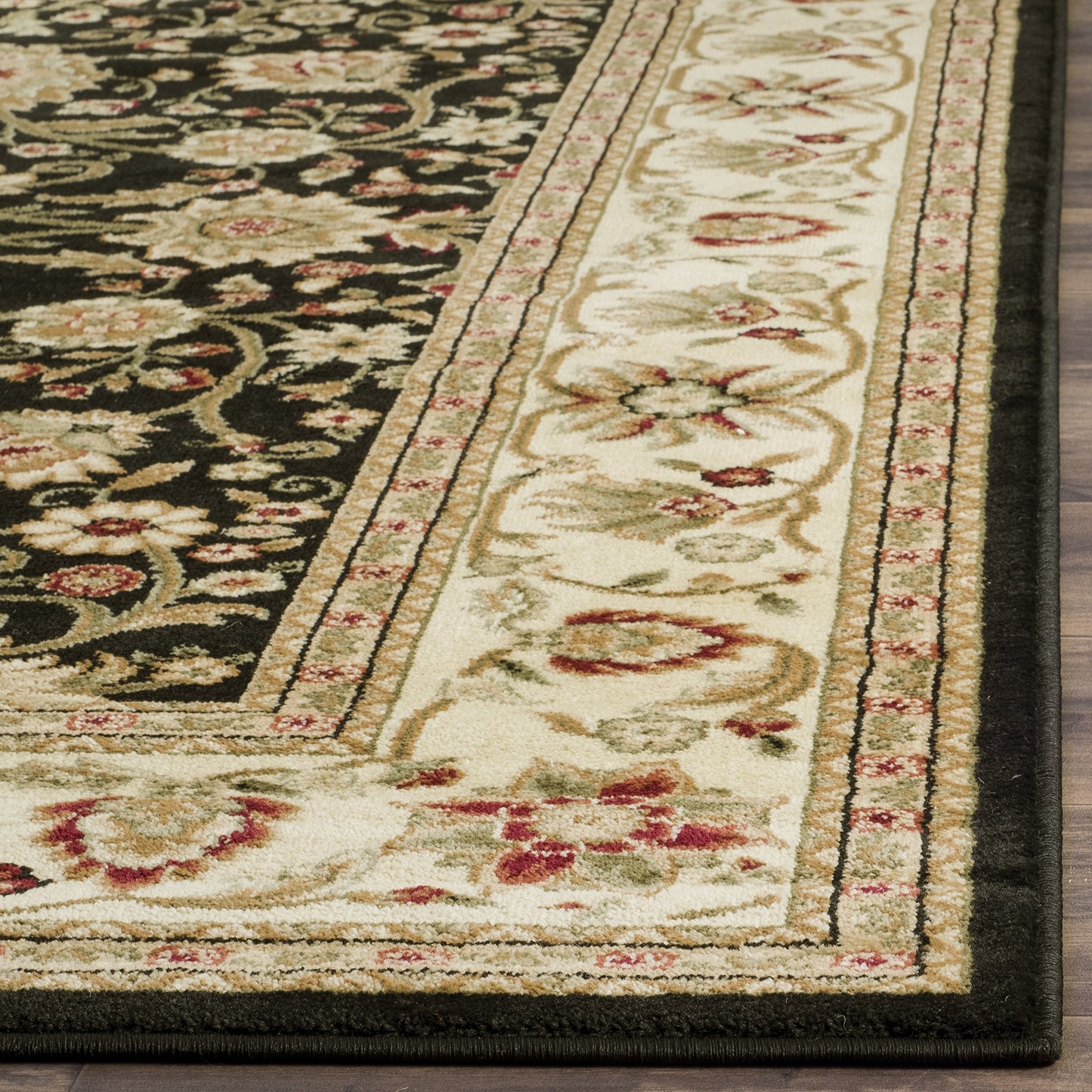SAFAVIEH Lyndhurst Collection Area Rug - 3'3" Square, Black & Ivory, Traditional Oriental Design, Non-Shedding & Easy Care, Ideal for High Traffic Areas in Living Room, Bedroom (LNH212A)