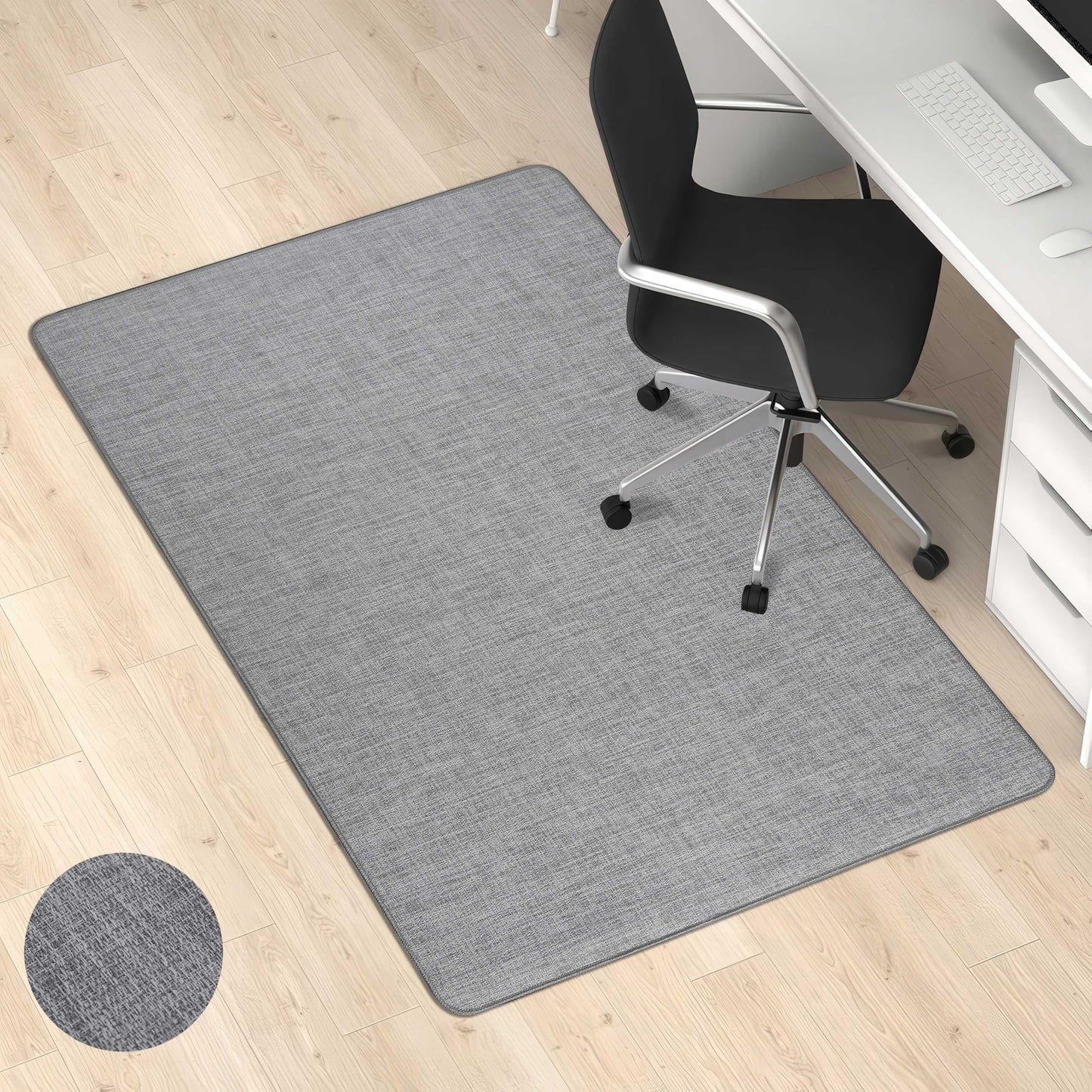 CNNJ Office Chair Mat for Hardwood Floors,Thick Rubber Mat – Heavy Duty Anti-Slip Protection for Rolling Chairs, Home Office Desk Rug (Dark Grey, 36"×48")