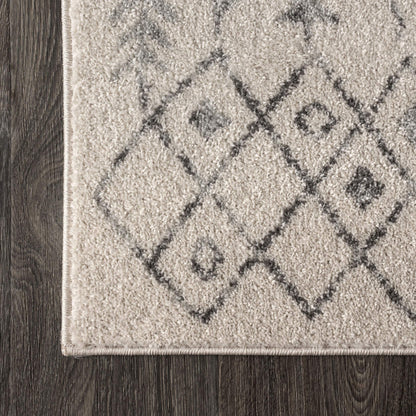 JONATHAN Y Ziri Moroccan Geometric Cream/Gray Indoor Area Rug, 8x10, Bohemian, Scandinavian, Easy-Cleaning for Living Room, Bedroom, Kitchen, Pet Friendly, Non-Shedding (MOH210A-8)
