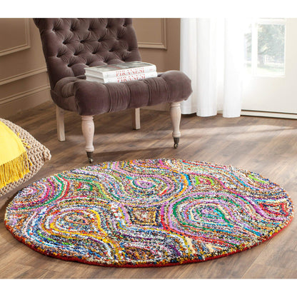 SAFAVIEH Nantucket Collection Accent Rug - 2'3" x 4', Multi, Handmade Boho Abstract Burst Cotton, Ideal for High Traffic Areas in Entryway, Living Room, Bedroom (NAN437A)