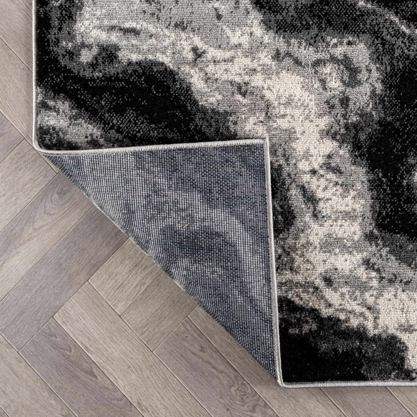 Rugshop Black Gray Marble Swirl Area Rug Non-Shedding Contemporary Indoor Carpet for Living Room Bedroom Kitchen 5' x 7'