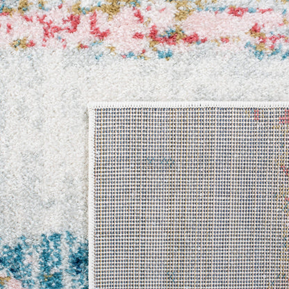 SAFAVIEH Madison Collection 8' x 10' IvoryBlue MAD640A Modern Abstract Distressed Non-Shedding Living Room Bedroom Area Rug