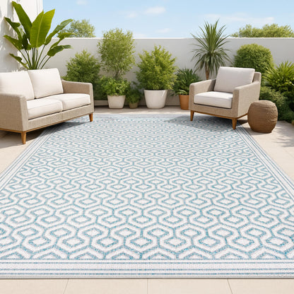 JONATHAN Y Diamond Trellis Indoor Outdoor Area Rug 3X5 Teal/Gray, Marvao for Backyard, Patio, Porch, Easy-Cleaning, High Traffic, Pet-Friendly, Non-Shedding (SMB111A-3)