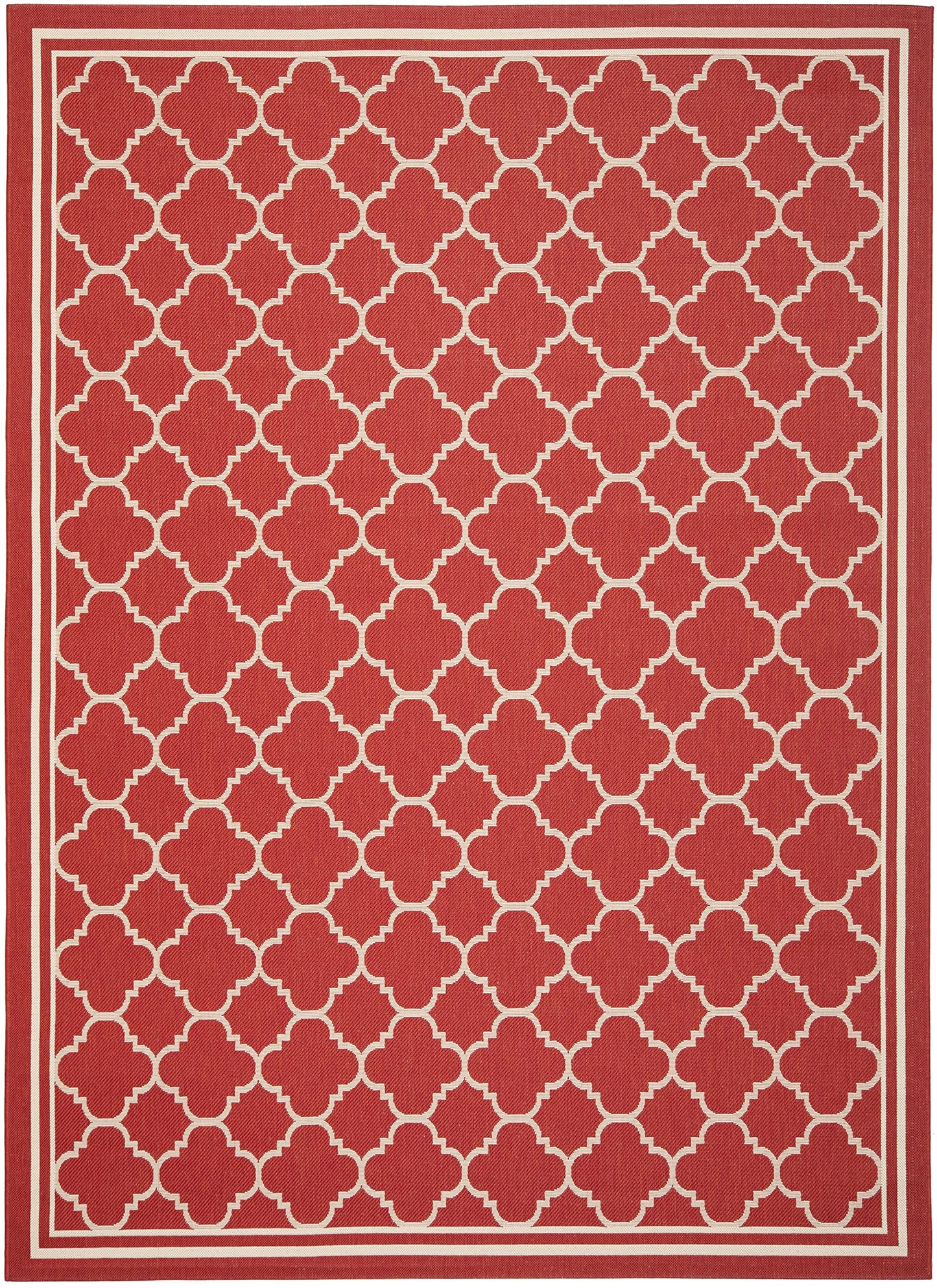 SAFAVIEH Courtyard Collection 6'7" x 9'6" Red/Bone CY6918 Trellis Indoor/ Outdoor Splashproof Easy Scrubbing Patio Backyard Mudroom Area Rug