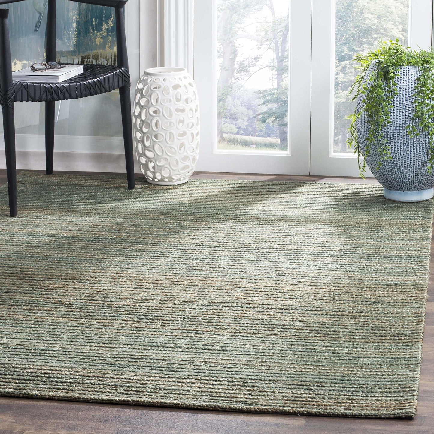 SAFAVIEH Cape Cod Collection Area Rug - 5' x 8', Sage & Natural, Handmade Braided Hemp, Ideal for High Traffic Areas in Living Room, Bedroom (CAP503B)