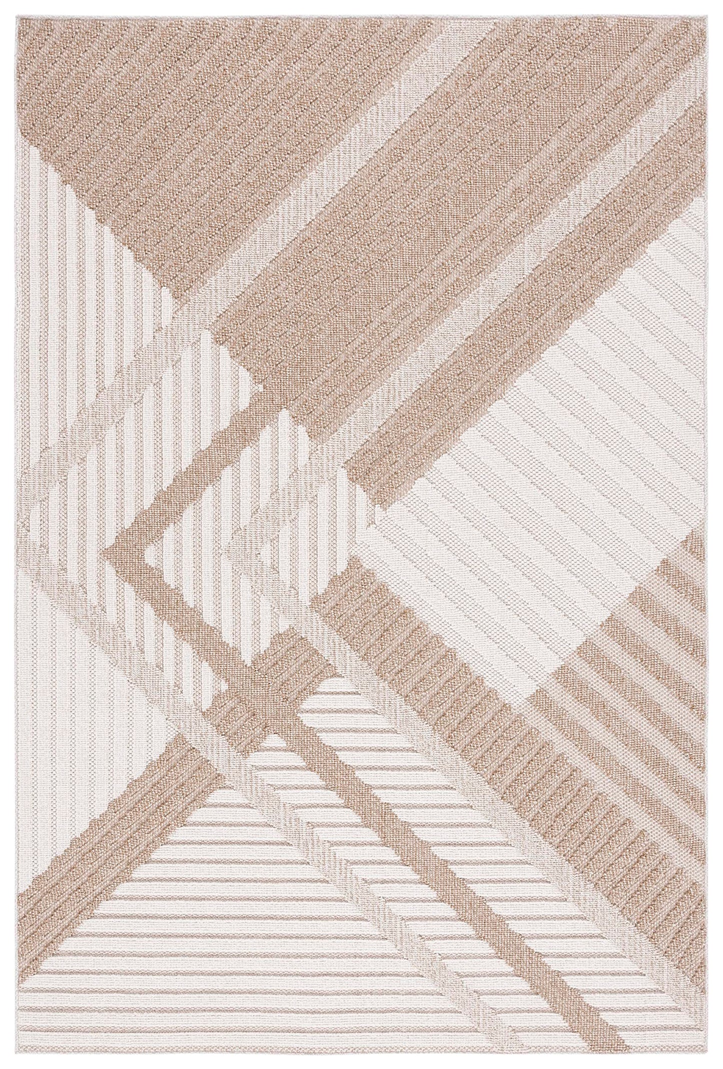 SAFAVIEH Washable Rug Outdoor Global Collection - 5'3" x 7'6", Beige & Light Beige, Non-Shedding & Easy to Clean, Ideal for Patio, Backyard, Mudroom (GLB220B)