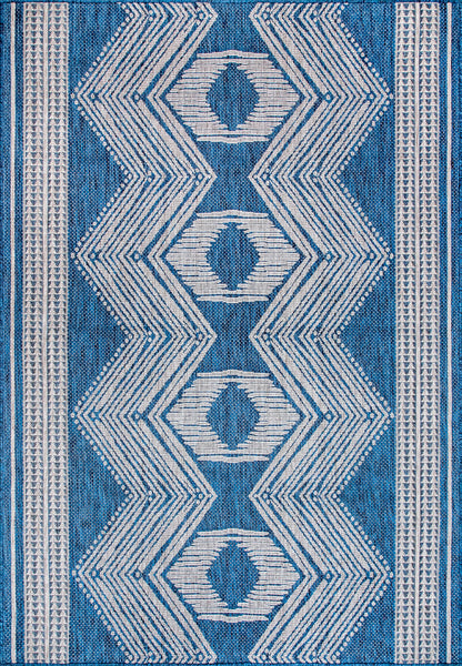 Nuloom Ranya Blue/Ivory, 4' x 6', Tribal Geometric, Soft and Cozy, High Traffic, Stain Resistant, Easy Clean, Durable Area Rug for Indoor/Outdoor Patio, Deck, Porch, Garden, Courtyard