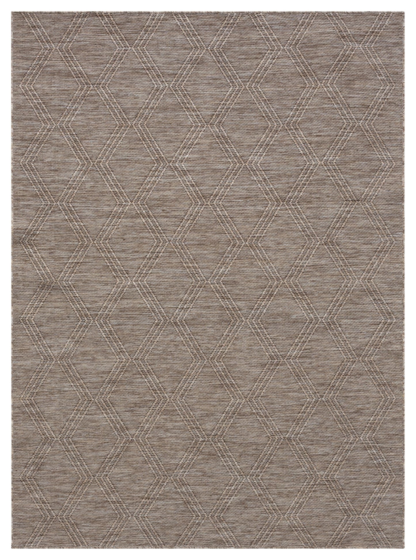 RUGGERRUGS Darla Textured Foldable Indoor Outdoor Rug, 5x7, Weather Resistant, Easy Clean, UV Resistant, Lightweight Contemporary Geometric Patio Carpet for Porch, Deck, Living Room (5' x 7', Beige)