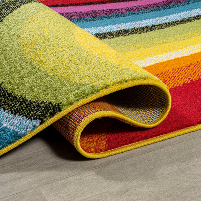 JONATHAN Y Flow Abstract Swirl Indoor Area Rug 3x5, Red/Yellow/Blue, Modern, Coastal, Easy-Cleaning for Living Room, Bedroom, Kitchen, Pet Friendly, Non-Shedding (DZC100A-3)