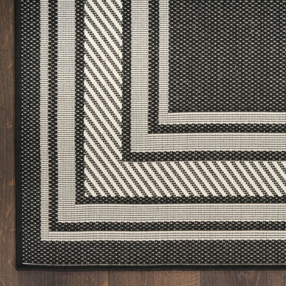 Nourison Home Horizon Indoor/Outdoor Black 4' x 6' Area Rug - Easy Clean, Non Shedding, Bed Room, Living Room, Dining Room, Kitchen (4' x 6')