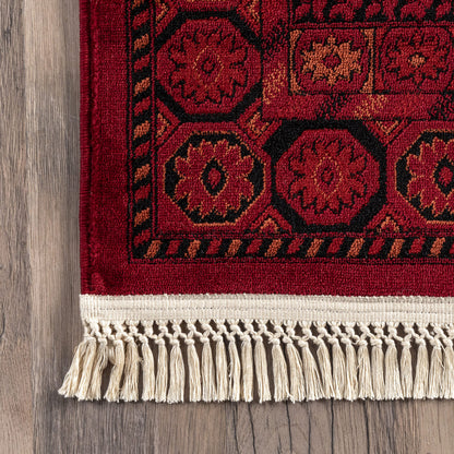 nuLOOM Billie Red/Ivory, 4' x 6', Traditional Oriental, Soft and Cozy, High Traffic, Stain Resistant, Easy Clean, Durable Area Rug for Bedroom, Living Room, Dining Space, Den, Foyer, Entryway