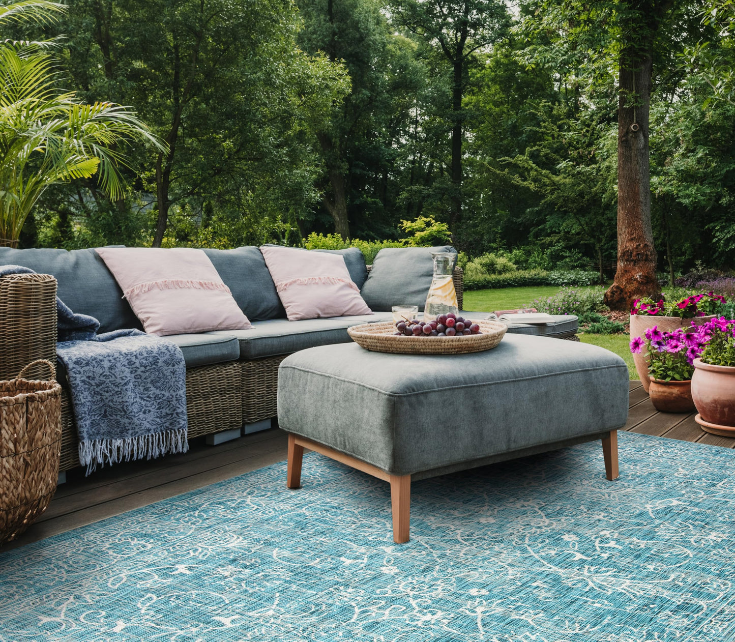 SAFAVIEH Courtyard Collection 8' x 10' Turquoise CY8680 Indoor/ Outside Waterproof Easy cleansingPatio Backyard Mudroom Area Mat