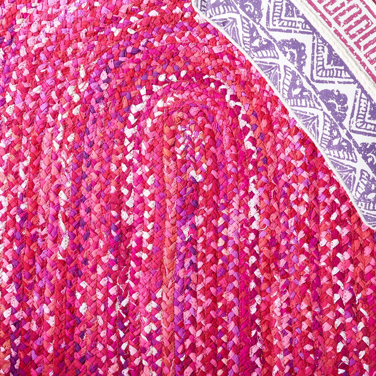 SAFAVIEH Braided Collection Area Rug - 4' x 6' Oval, Pink & Fuchsia, Handmade Country Farmhouse Reversible Cotton, Ideal for High Traffic Areas in Living Room, Bedroom (BRD452U)